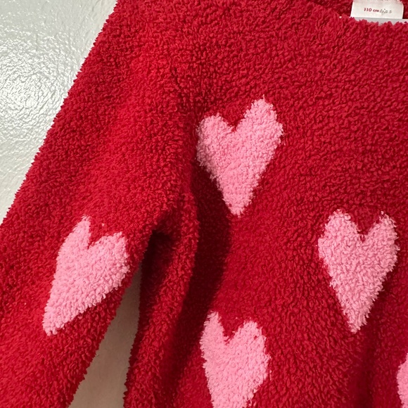 Hanna Andersson Red Valentines Day Sweater Pink Hearts Sz 5 - Picture 5 of 6